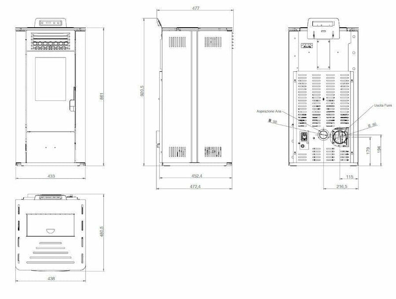 Zanutta MARTE 7 stufa a pellet 6,9 kW - bordeaux