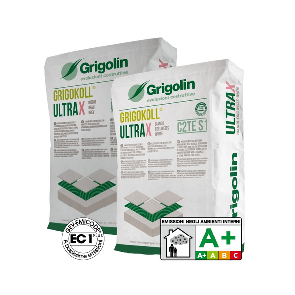 Adesivo cementizio per piastrelle Grigokoll Ultrax Grigolin bianco 25 kg