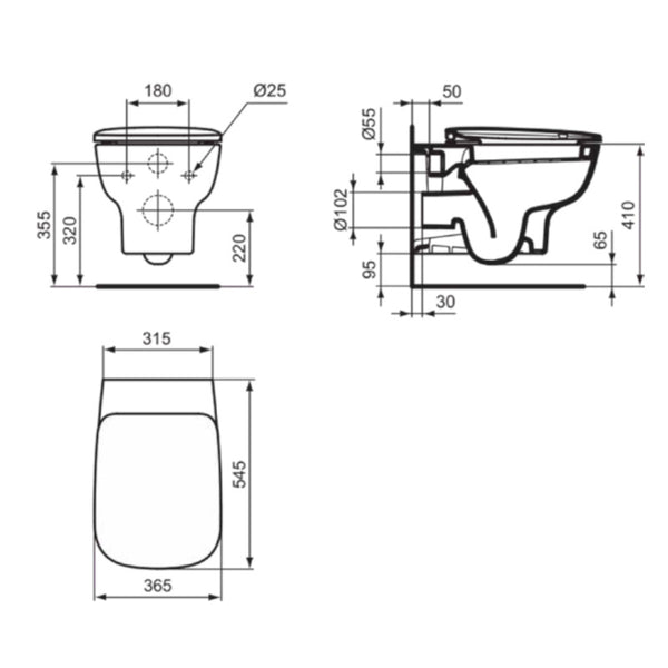 Vaso sospeso Esedra T278701 Ideal Standard con sedile soft-close