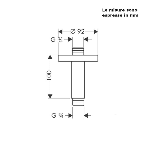 Fissaggio a soffitto 27418000 Hansgrohe 3/4" da 10 cm