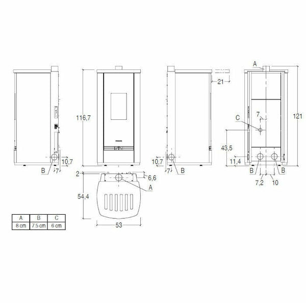Piazzetta P220 M TOP stufa a pellet 8,5 kW scarico superiore