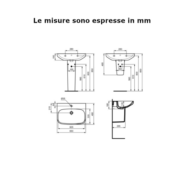 Lavabo I.LIFE A T451001 Ideal Standard 65 x 48 cm bianco europeo