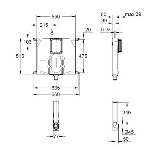Grohe cassetta di sciacquo per wc spessore 80 mm
