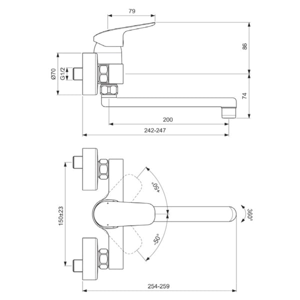 Miscelatore a parete per lavello Ceraflex B1730AA Ideal Standard