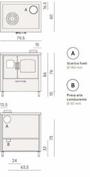 Cadel Smart 80 cucina a legna ventilata, rivestimento metallo