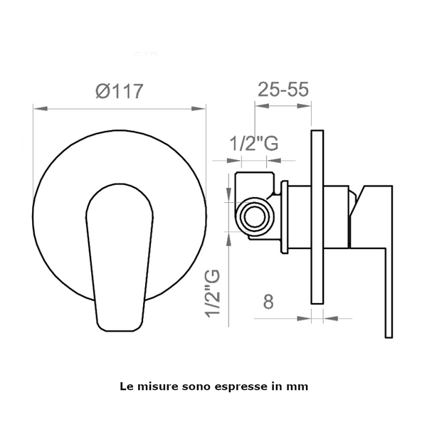 Miscelatore doccia a incasso Ecostyle BTESTCDO01 Ercos ad una via