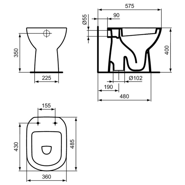 Ideal Standard i.life A vaso a terra scarico non universale T467201