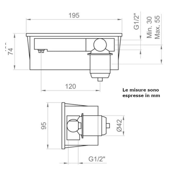 Corpo incasso universale e box BTUNICIN05 Ercos per miscelatore a parete
