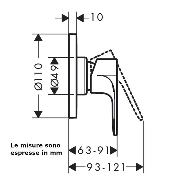 Miscelatore doccia ad incasso Rebris S 72648000 Hansgrohe con corpo incasso