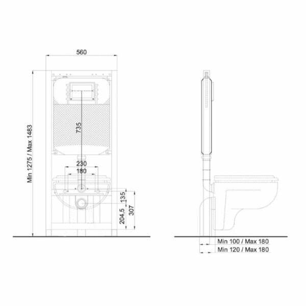 Kariba Tekno PratiKa 9.0 modulo installazione autoportante vaso sospeso