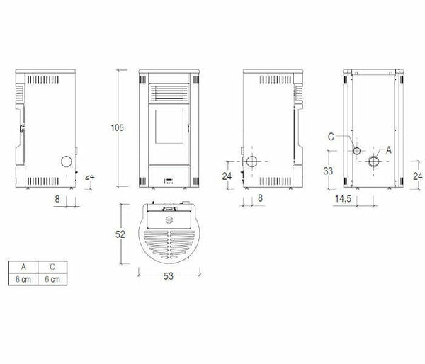 Superior Maryon stufa a pellet ermetica 8,5 KW
