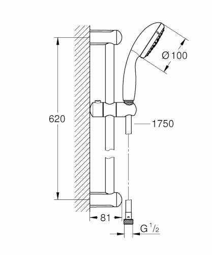 Grohe Tempesta 100 asta doccia 3 getti, cromo