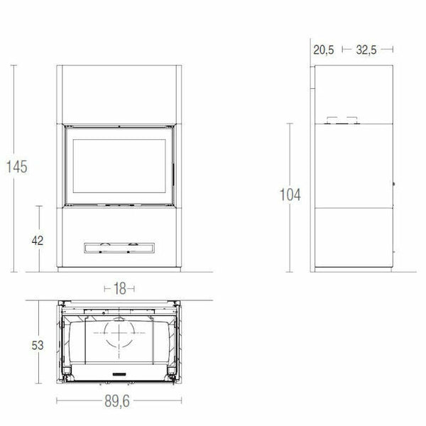 Piazzetta BERNA MC 80/64 BL stufa caminetto a legna 11 kW