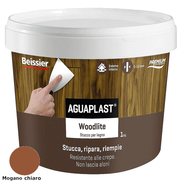 Stucco per legno WOODLITE mogano chiaro Aguaplast 1 kg