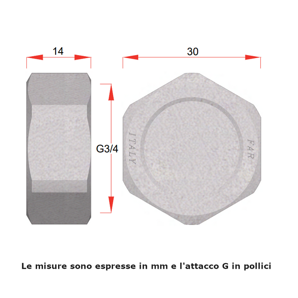 Tappo cieco 4100 34 Far Rubinetterie 3/4" F