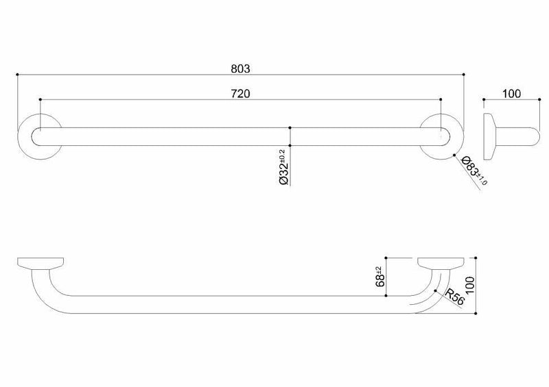 Ponte Giulio Paint maniglione di sicurezza lineare 80,3 cm bianco lino