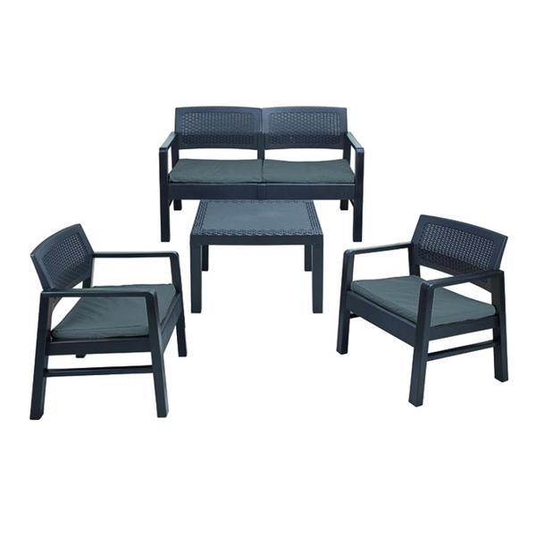 Set arredo giardino Vigor Kilimanjaro Rattan antracite - 4 pezzi