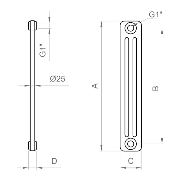 Radiatore a 4 colonne Ercos Comby in acciaio bianco