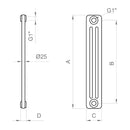 Radiatore a 4 colonne Ercos Comby in acciaio bianco