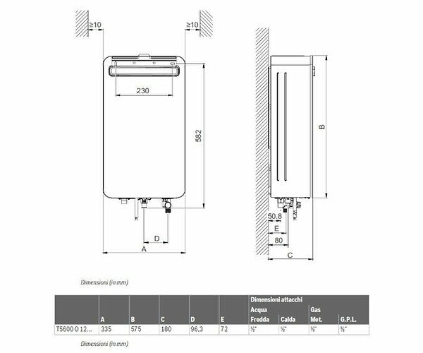 Bosch Therm T5600 O 12 V23 scaldabagno a gas da esterno a metano
