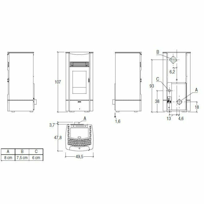 Superior Milly stufa a pellet canalizzabile 8 KW