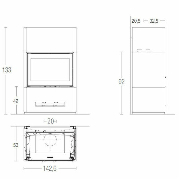 Piazzetta BERNA MC 133/52 BL stufa caminetto a legna 14 kW