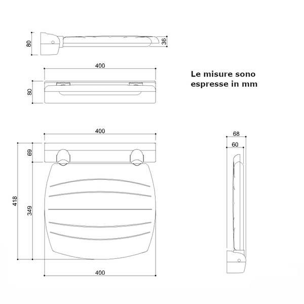 Ponte Giulio Tecno seggiolino ribaltabile per doccia bianco G24UHS01W1