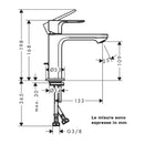 Miscelatore lavabo Rebris E 110 Hansgrohe 72559000 CoolStart con saltarello