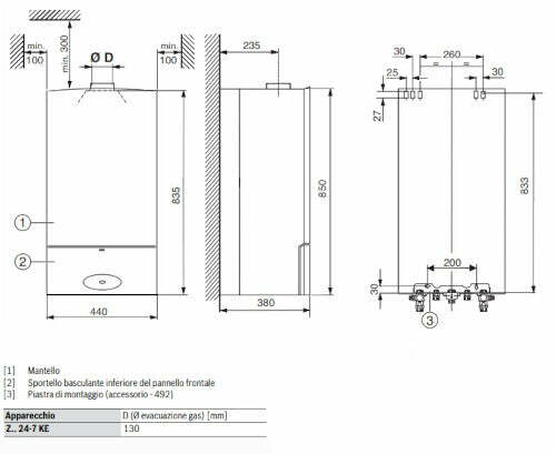 Bosch-Junkers Cerastar ZWR 24-7 KE caldaia murale a camera aperta