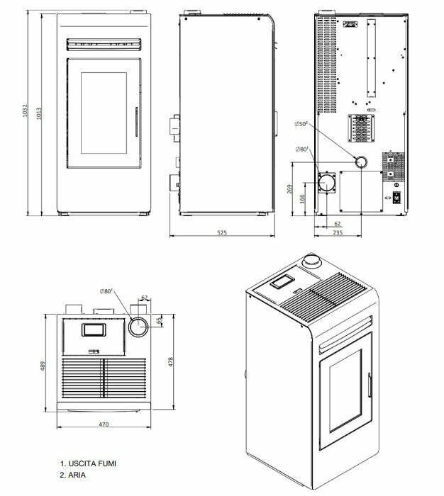 Zanutta SATURNO 12 stufa a pellet 12,3 kW - bordeaux