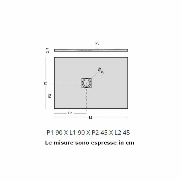 Piatto doccia Stone PT4028 Agha 90 x 90 cm bianco