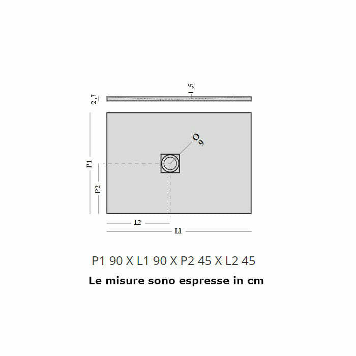 Piatto doccia Stone PT4028 Agha 90 x 90 cm bianco
