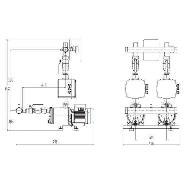 Dab 2 Euroinox AD 40/80 gruppo di pressurizzazione con Active Driver 2x1,36 HP