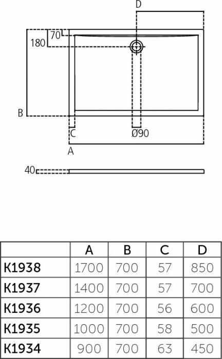 Ideal Standard ULTRA FLAT Piatto doccia rettangolare 120 X 70 cm