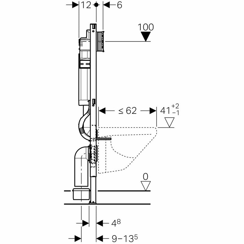Geberit Duofix modulo wc sospeso 112cm con cassetta risciacquo incasso Sigma 12cm