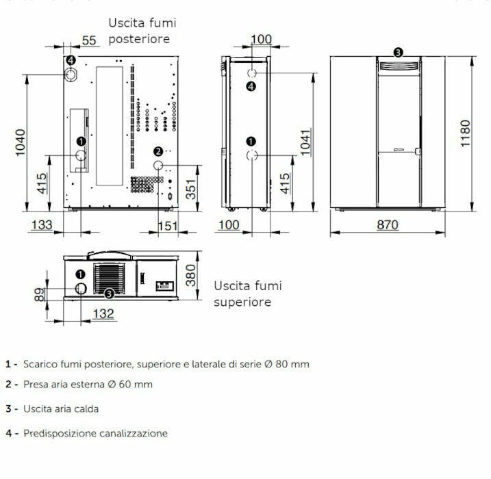 CS Thermos Thema 10 pietra stufa a pellet/biomassa canalizzabile 9,8 KW