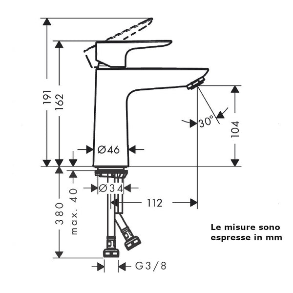 Miscelatore lavabo 110 Talis E Hansgrohe 71712000 senza scarico