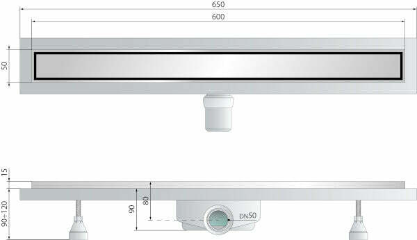 OMP Deflow canalina per doccia a pavimento 600 mm x DN50