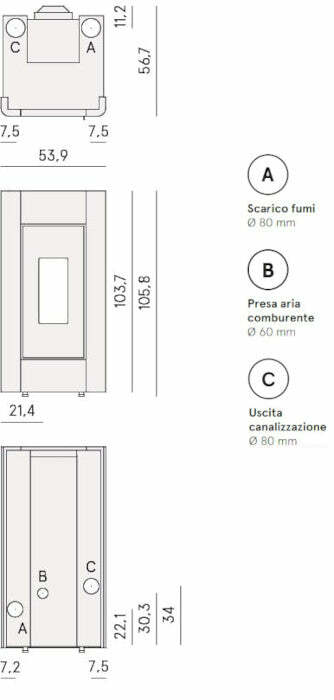Cadel Prince Plus stufa Pellet Air Plus canalizzabile 11 KW