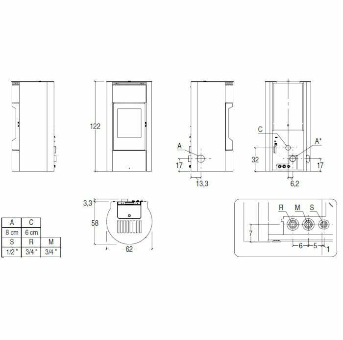 Superior Tanya TH stufa a pellet Thermo 13,9 KW - acqua 12,1 KW