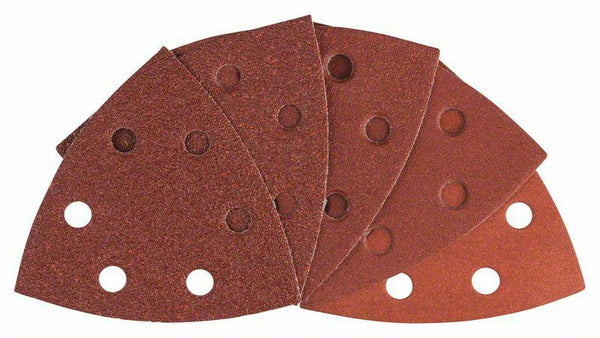 Bosch set 10 fogli abrasivi a delta 93 mm, grana 60, 80, 100, 120, 180