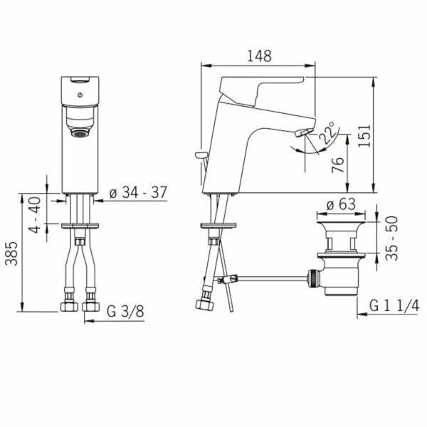 Hansa Italia Hansaprimo XL miscelatore monocomando lavabo cromo