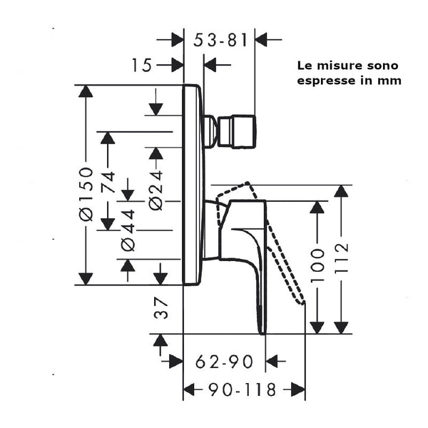 Miscelatore vasca Rebris E Hansgrohe 72468000 per iBox universale senza corpo ad incasso
