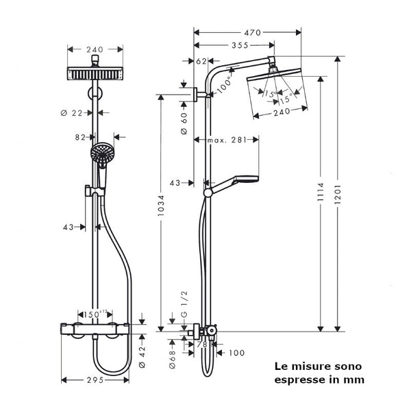 Colonna doccia Showerpipe Crometta E 240 Hansgrohe 27271000 con termostatico