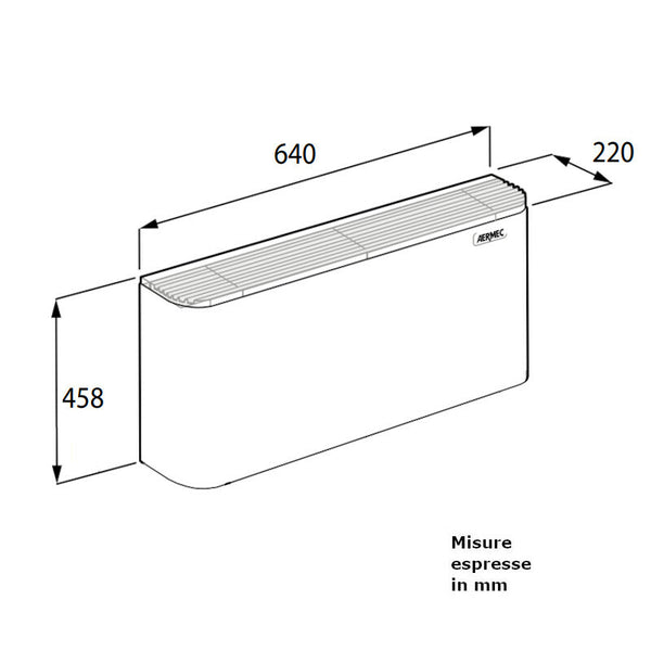 Ventilconvettore Aermec FCX17A con mobile senza zoccoli a parete