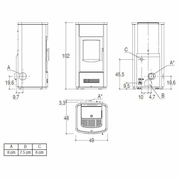 Piazzetta P158 stufa a pellet 8 kW