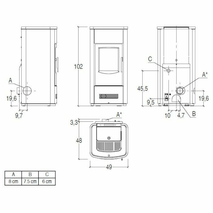 Piazzetta P158 stufa a pellet 8 kW