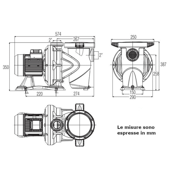 Dab Euroswim 150 M IE2 elettropompa centrifuga per piscine 1,1 kW