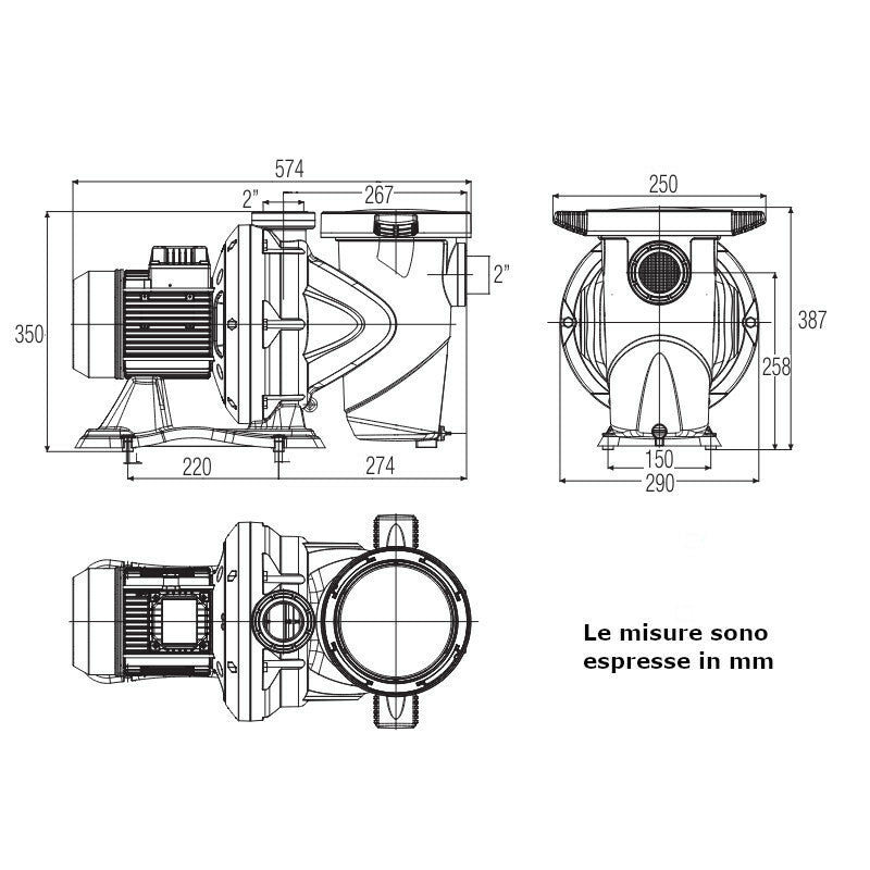 Dab Euroswim 150 M IE2 elettropompa centrifuga per piscine 1,1 kW