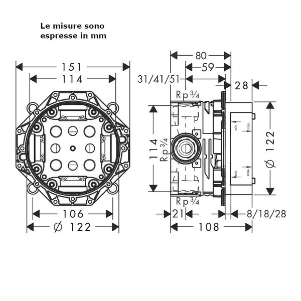 Corpo incasso iBox universal Hansgrohe 01800180